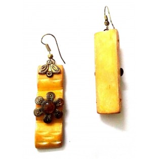 Handmade Painted Wooden Wood Earrings Jhumki Ethnic Chic Boho Drop Long EA295